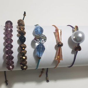 SET of 5 Unisex BRACELETS Fully Adjustable - Approx. best fits 5.5”-8” wrists